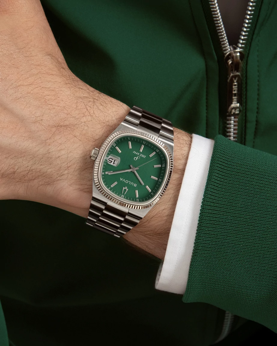 Green Dial Stainless Steel Bracelet Super Seville 96B439 | Bulova